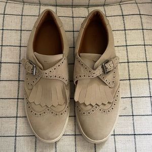 Frye Gemma Kiltie Ash Tan Suede Leather Brogue Loafer Sneakers 6.5